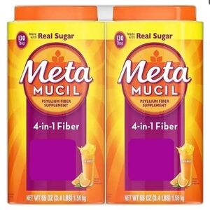 Metamucil 4-in-1 Fiber with Real Sugar Orange Flavor - 55oz - 2 Pack Exp. 11/27
